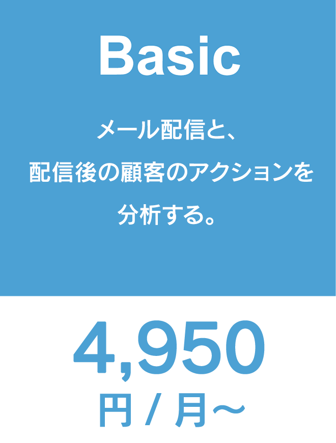 Basic メール配信と配信後の顧客のアクションを分析する。